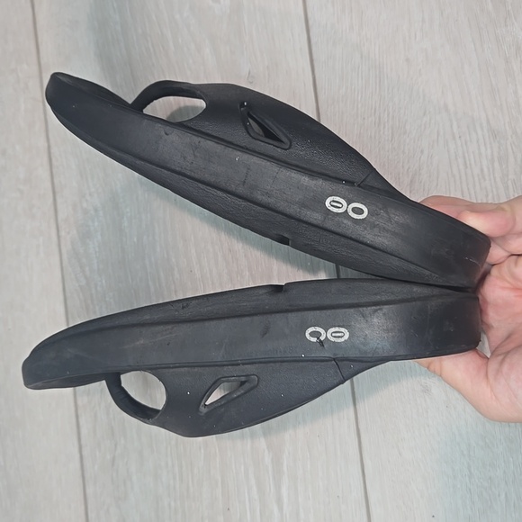 Oofos Women Thong Recovery Black Slide Sandals Shoes Sz 6 - Picture 8 of 12